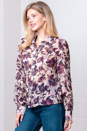 PURPLE PASSION FITTED BUTTON UP BLOUSE
