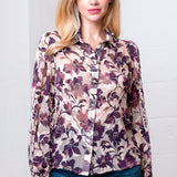 PURPLE PASSION FITTED BUTTON UP BLOUSE