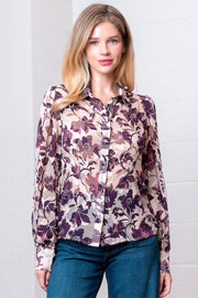 PURPLE PASSION FITTED BUTTON UP BLOUSE