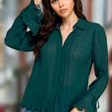 HIDDEN ATTRACTION HUNTER GREEN BLOUSE