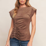SOCIAL GATHERING FAUX SUEDE BLOUSE