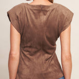 SOCIAL GATHERING FAUX SUEDE BLOUSE