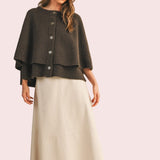 ONLINE EXCLUSIVE:  A DOSE OF CHARM IVORY BELTED FAUX LEATHER SKIRT