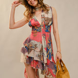 GENTLE GRACE ASYMMETRICAL RUFFLE SCARF DRESS