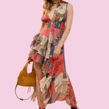 GENTLE GRACE ASYMMETRICAL RUFFLE SCARF DRESS