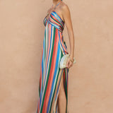SUMMER STRIPES HALTER MAXI DRESS