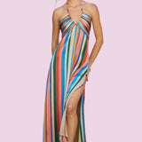 SUMMER STRIPES HALTER MAXI DRESS