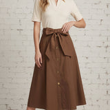SOFT LANDING MIX MEDIA MIDI DRESS