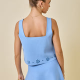 UPTOWN BLOOM BLUE A-LINE FLOWER SKIRT