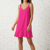 FORGOTTEN PROMISES HOT PINK MINI FLUTTER DRESS