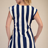 SUMMER PERFECTION BLUE STRIPE PLEATED MINI DRESS
