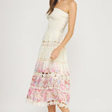 PORTOFINO DAYS FLORAL EYELET MIDI DRESS