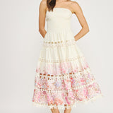 PORTOFINO DAYS FLORAL EYELET MIDI DRESS