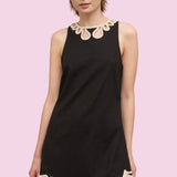 PETAL POP BLACK EMBELLISHED MINI DRESS