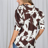 WESTERN BEAUTY COW PRINT BLOUSE