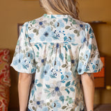 A SWEET SURPRISE BLUE FLORAL BLOUSE