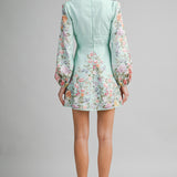 ROSE GARDEN GREEN FLORAL MINI DRESS