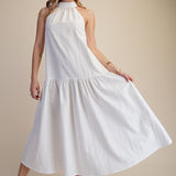 FLOATING ON A BREEZE HALTER MIDI DRESS
