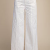 GLAM HIGH RISE WIDE LEG DENIM PANTS - WHITE OR KELLY GREEN