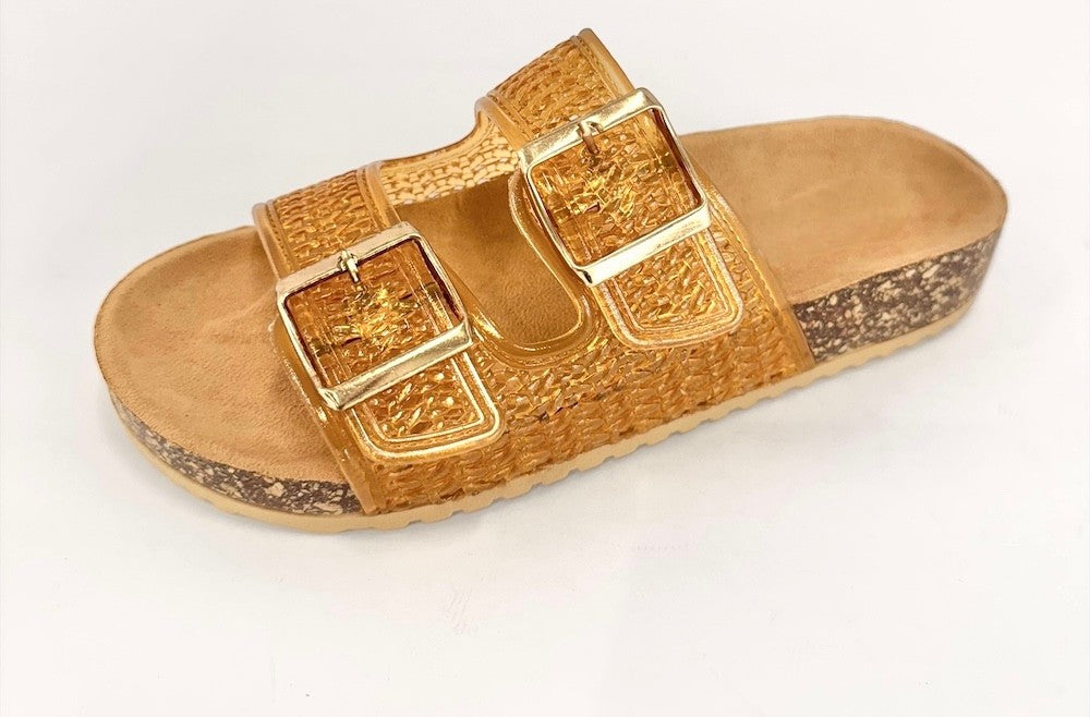 BAMBOO JELLY SANDALS WITH SIDE BUCKLE - ASSORTED