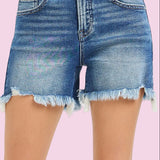 ONLINE EXCLUSIVE:  RISEN MID RISE FRAYED SHORTS
