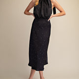 GRACEFUL MOMENTS RUFFLE TIE POLKA DOT DRESS