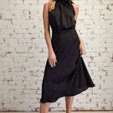 GRACEFUL MOMENTS RUFFLE TIE POLKA DOT DRESS