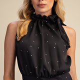 GRACEFUL MOMENTS RUFFLE TIE POLKA DOT DRESS