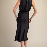 GRACEFUL MOMENTS RUFFLE TIE POLKA DOT DRESS