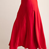 COMING IN HOT RED SATIN MERMAID SKIRT