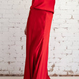 COMING IN HOT RED SATIN MERMAID SKIRT