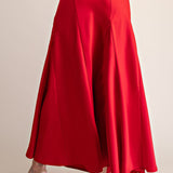 COMING IN HOT RED SATIN MERMAID SKIRT