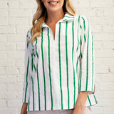 CLASSIC LOOK STRIPED STAND COLLAR BLOUSE