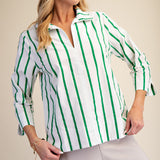CLASSIC LOOK STRIPED STAND COLLAR BLOUSE