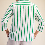 CLASSIC LOOK STRIPED STAND COLLAR BLOUSE