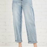 RISEN SLOUCHY CROP BARREL JEANS WITH FLOWER DETAIL