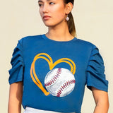 ON DECK GAME DAY RUCHED SLEEVE TOP