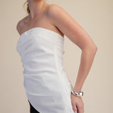 EASILY GORGEOUS RUCHED ASYMMETRICAL BANDEAU TOP