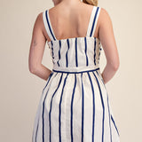 SAIL WITH ME NAVY STRIPE MINI DRESS