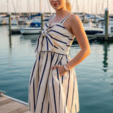 SAIL WITH ME NAVY STRIPE MINI DRESS