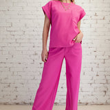 ALWAYS ON THE GO MAGENTA TOP
