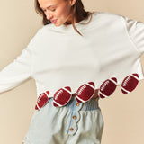 GAME FACE FOOTBALL PATCH CROPPED SWEATSHIRT