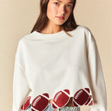 GAME FACE FOOTBALL PATCH CROPPED SWEATSHIRT