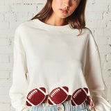 GAME FACE FOOTBALL PATCH CROPPED SWEATSHIRT