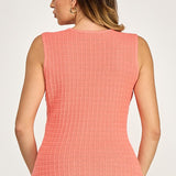 RADIANT JOY CORAL TEXTURED SWEATER