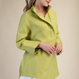 BRIGHT SIDE STAND COLLAR DOLMAN SLEEVE BLOUSE
