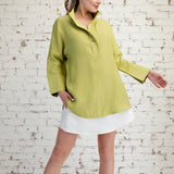 BRIGHT SIDE STAND COLLAR DOLMAN SLEEVE BLOUSE