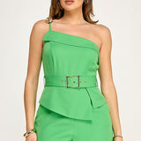 STATEMENT MAKER BRIGHT GREEN ASYMMETRICAL ROMPER