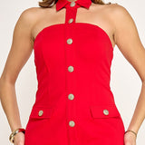 TOGETHER FOREVER HALTER MINI DRESS