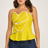 ON HOLIDAY CITRON FLOWER PEPLUM TOP